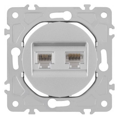 Розетка двойная RJ-11 и Ethernet RJ-45, без рамки Arte Milano am-202 202.44-1.silver