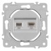 Розетка двойная RJ-11 и Ethernet RJ-45, без рамки Arte Milano am-202 202.44-1.silver