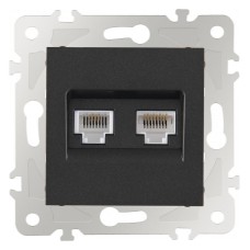 Розетка двойная RJ-11 и Ethernet RJ-45, без рамки Arte Milano am-203 203.44-1.black