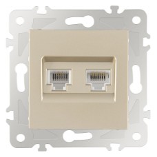 Розетка двойная RJ-11 и Ethernet RJ-45, без рамки Arte Milano am-203 203.44-1.shampan