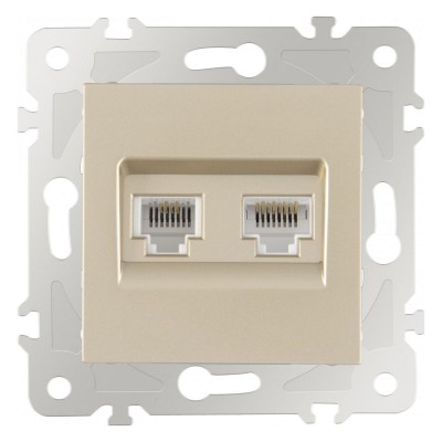 Розетка двойная RJ-11 и Ethernet RJ-45, без рамки Arte Milano am-203 203.44-1.shampan
