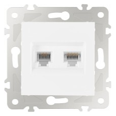 Розетка двойная RJ-11 и Ethernet RJ-45, без рамки Arte Milano am-203 203.44-1.white