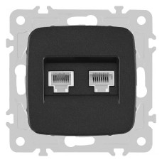 Розетка двойная RJ-11 и Ethernet RJ-45, без рамки Arte Milano am-205 205.44-1.black