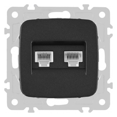 Розетка двойная RJ-11 и Ethernet RJ-45, без рамки Arte Milano am-205 205.44-1.black