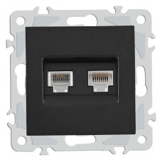 Розетка двойная RJ-11 и Ethernet RJ-45, без рамки Arte Milano am-206 206.44-1.black