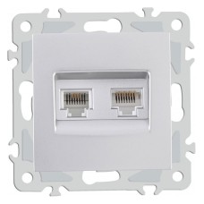 Розетка двойная RJ-11 и Ethernet RJ-45, без рамки Arte Milano am-206 206.44-1.silver
