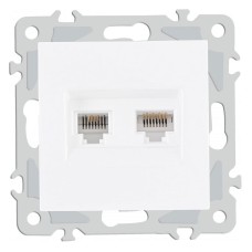 Розетка двойная RJ-11 и Ethernet RJ-45, без рамки Arte Milano am-206 206.44-1.white