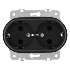 Розетка двойная с заземлением, без рамки Arte Milano am-202 202-40-2-black