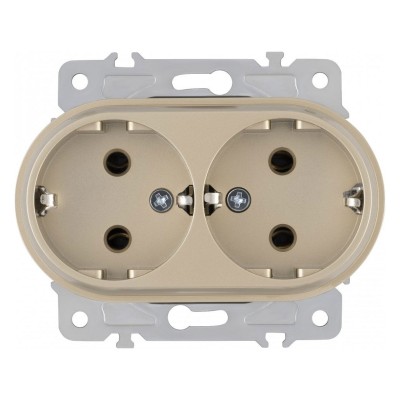 Розетка двойная с заземлением, без рамки Arte Milano am-202 202.40-2.shampan