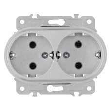 Розетка двойная с заземлением, без рамки Arte Milano am-202 202.40-2.silver