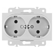 Розетка двойная с заземлением, без рамки Arte Milano am-203 203.40-2.silver