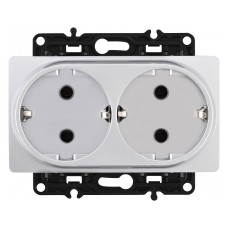 Розетка двойная с заземлением, без рамки Arte Milano am-217 217.40-2.silver