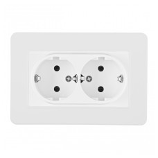 Розетка двойная с заземлением и со шторкой Arte Milano SET16-2 SET16-double-40-2 white