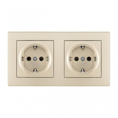 Розетка с заземлением и со шторкой Arte Milano SET06-2 SET06-2-40-1x2 shampan