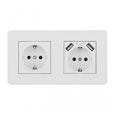 Розетка с заземлением и со шторкой и 2хUSB Arte Milano SET16-2 SET16-2-47-1-40-1 white