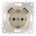 Розетка с заземлением и со шторкой и 2хUSB, без рамки Arte Milano am-203 203.47-1.shampan