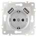 Розетка с заземлением и со шторкой и 2хUSB, без рамки Arte Milano am-203 203.47-1.silver