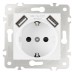 Розетка с заземлением и со шторкой и 2хUSB, без рамки Arte Milano am-203 203.47-1.white