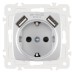 Розетка с заземлением и со шторкой и 2хUSB, без рамки Arte Milano am-205 205.47-1.silver