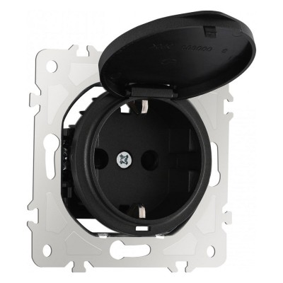 Розетка влагозащищенная с заземлением и со шторкой с крышкой Arte Milano am-202 202.41-1.black