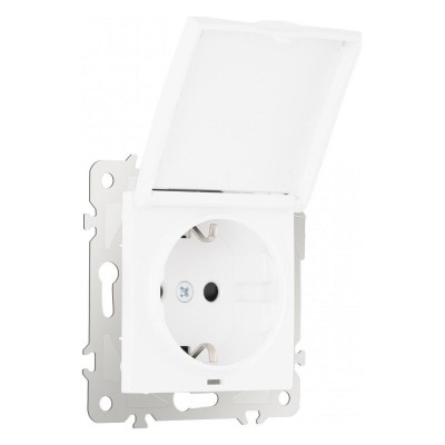 Розетка влагозащищенная с заземлением и со шторкой с крышкой Arte Milano am-206 206.41-1.white