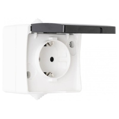 Розетка влагозащищенная с заземлением и со шторкой с крышкой Arte Milano am-309 309.40-1.grey