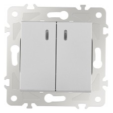Выключатель двухклавишный с подсветкой без рамки Arte Milano 203 203.31-2.silver
