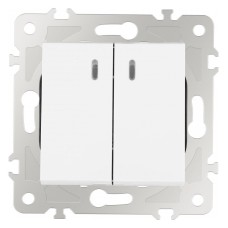 Выключатель двухклавишный с подсветкой без рамки Arte Milano 203 203.31-2.white