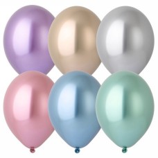 Шары воздушные латексные 14", хром Glossy, набор 50 шт., МИКС