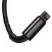 Кабель 3в1 Baseus,Tungsten Gold One-for-three, MicroUSB+Type-C+Lightning,3.5A, 1.5 м,черный