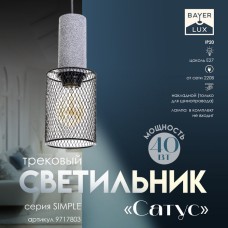 Светильник трековый Simple "Сатус" Е27 40Вт черный 10х10х26-126см