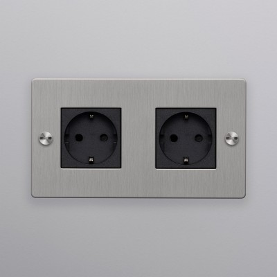 Розетка Buster and Punch 2G Schuko Type F steel
