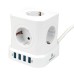Сетевой фильтр Cablexpert Tower TWR-5-U4-W-2, 5 розеток, 10 А, 4хUSB, 3.1 А, 2 м, уровень защиты 4+, белый