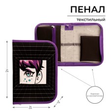 Пенал школьный, 1 секция, 14×21×4 см «Аниме. Взгляд»