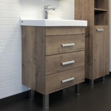 Тумба-умывальник COMFORTY «Никосия-60Н» дуб темный с раковиной Fest 60 F01