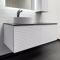 Тумба-умывальник Comforty «Геленджик-120» белый матовый, столешница под мрамор, раковина 9110   1073