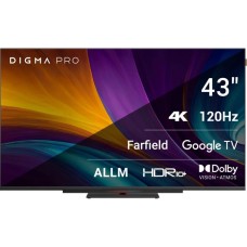 Телевизор Digma Pro 43C, 43", 3840×2160, DVB-T2/C/S2, HDMI×3, USB×2, Smart TV, чёрный