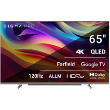 Телевизор Digma Pro 65L, 65", 3840×2160, QLED, DVB-T2/C/S2, HDMI3, USB2, SmartTV, чёрн/сер