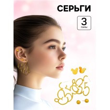 Серьги, набор бижутерии «Минни Маус», цвет золотой