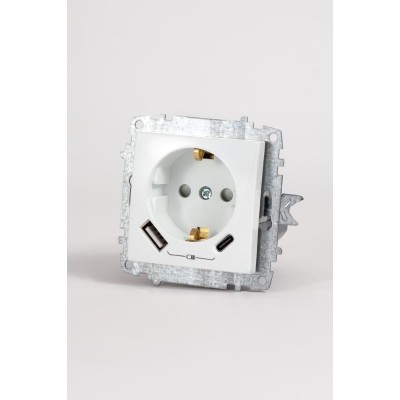 Розетка с/з зарядка (Type C+USB) ELBI Zena Vega 609-015600-334