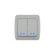 Выключатель двухклавишный с подсветкой ELBI Eva 554-011500-203