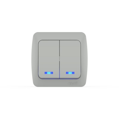 Выключатель двухклавишный с подсветкой ELBI Eva 554-011500-203