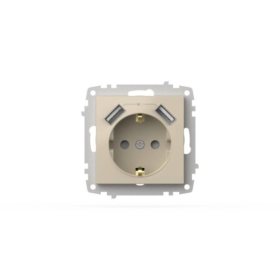 Розетка с заземлением и защитой от детей + два входа USB для заряда устройства ELBI Zena Vega 609-010300-317