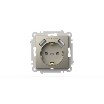 Розетка с заземлением и защитой от детей + два входа USB для заряда устройства ELBI Zena Vega 609-011400-317