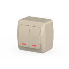 Выключатель двухклавишный с подсветкой ELBI Alsu 504-010300-203