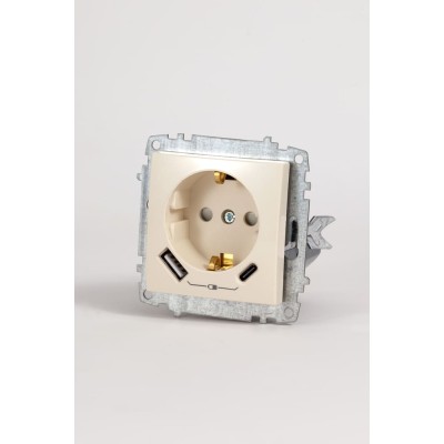 Розетка с/з зарядка (Type C+USB) ELBI Zena Vega 609-010300-334