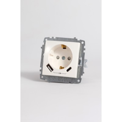 Розетка с/з зарядка (Type C+USB) ELBI Zena Vega 609-010200-334