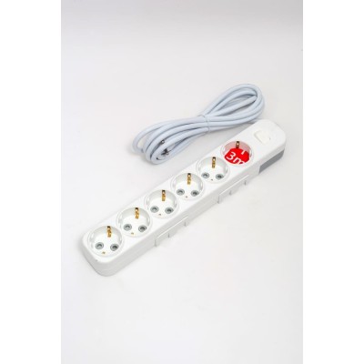 Удлинитель с/з 6вх с защитными шторками с включателем ELBI Myra 527-010203-612
