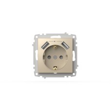 Розетка с заземлением и защитой от детей + два входа USB для заряда устройства ELBI Zena Vega 609-012500-317