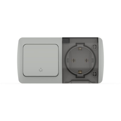 Выключатель + розетка с заземлением ELBI Eva 554-011500-925
